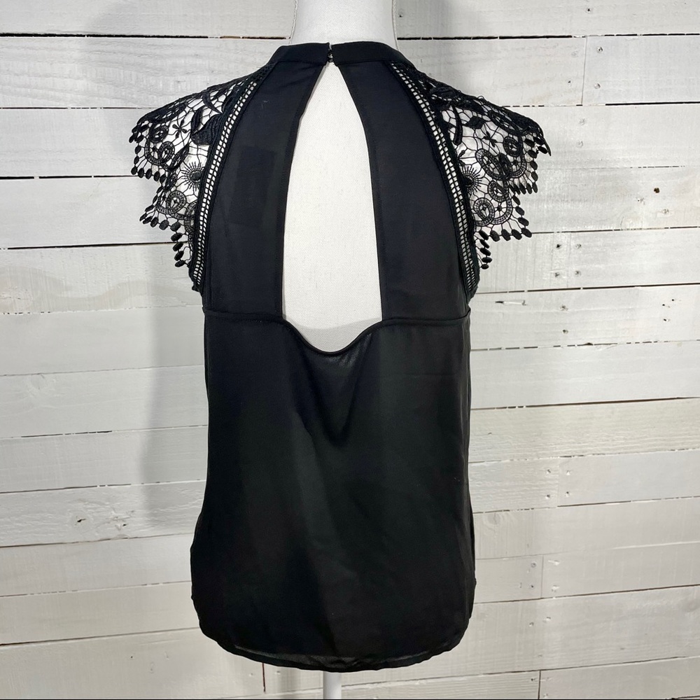 *EXPRESS* Lace Cap Sleeve Mock Neck Blouse - Picture 5 of 9